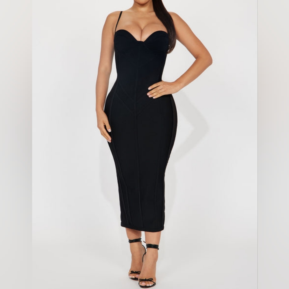 Fashion Nova Mickie Bandage Midi Dress